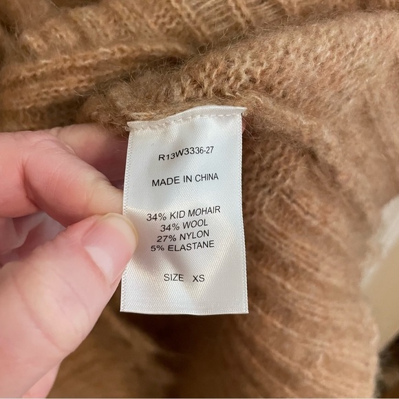 R13 Distressed Mohair Wool Blend Oversized Cardigan In Camel Tan Size XS - Picture 13 of 15